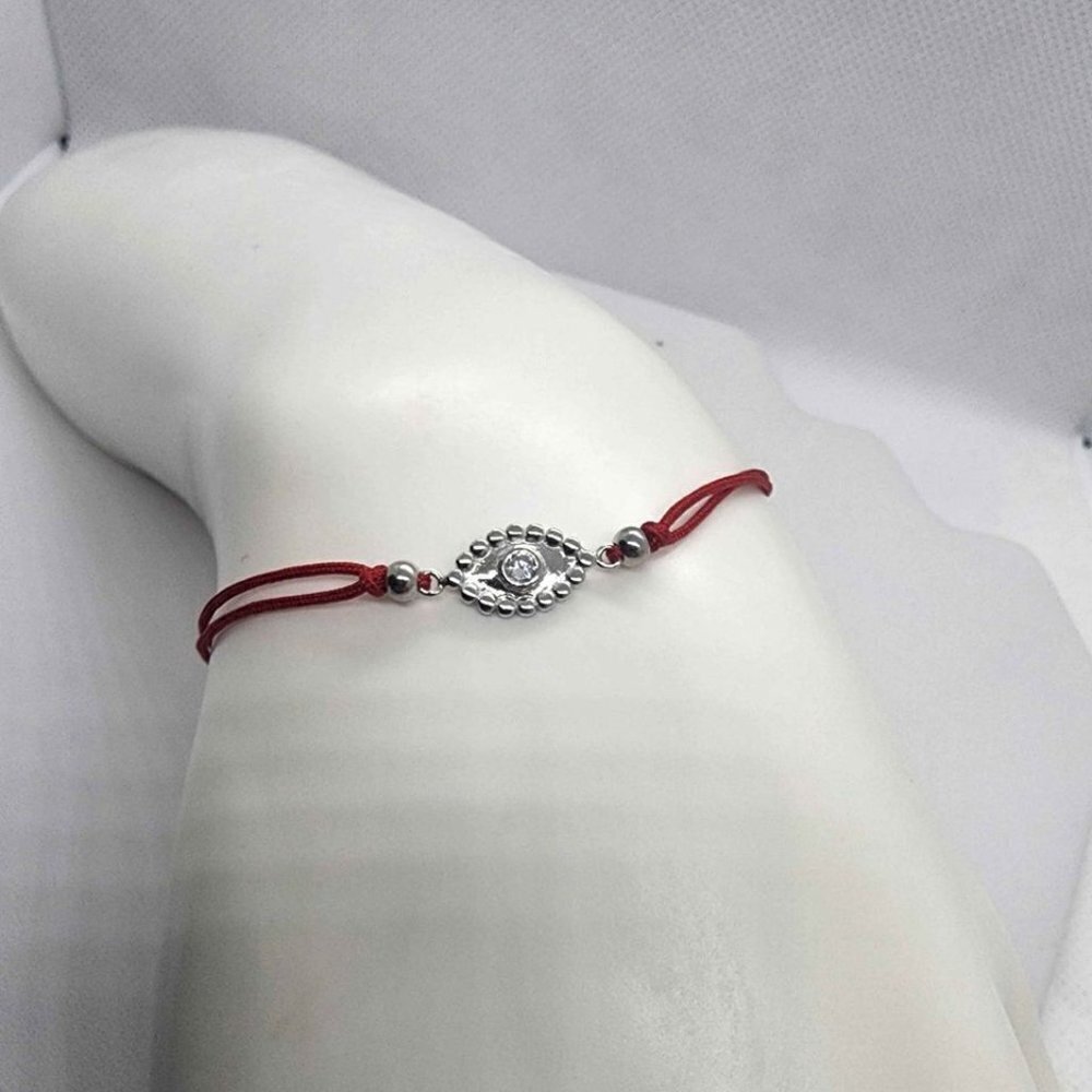 Sterling Silver 925 Evil Eye Design With Red String Bracelet